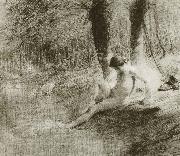 Jean Francois Millet Study of barther oil painting on canvas